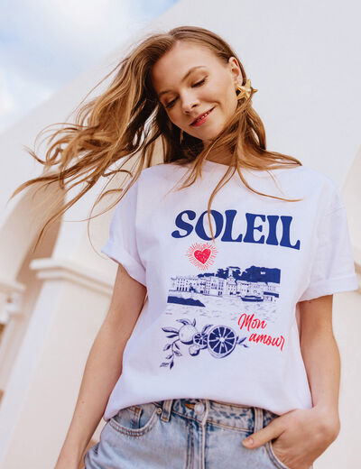 T-shirt manches courtes blanc femme