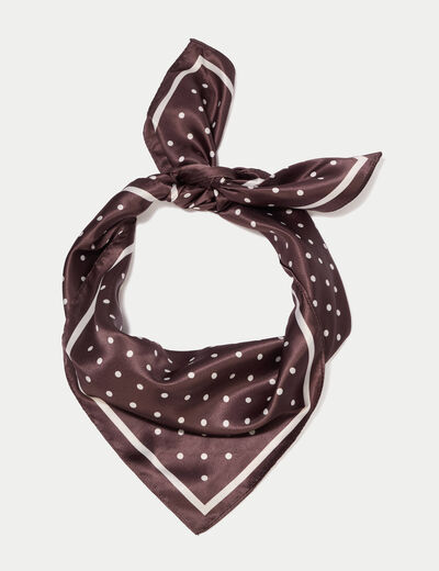 Foulard aspect satin&eacute; soyeux marron fonc&eacute; femme