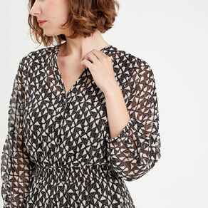 robe evasee manches 34 noir femme Robe évasée manches 3/4 noir femme