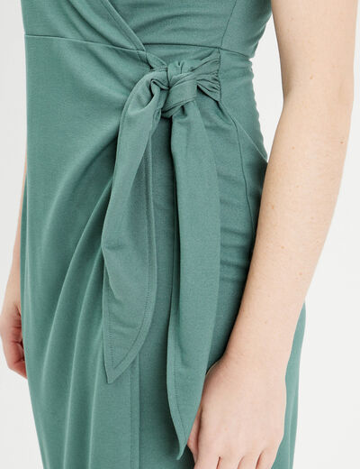Robe midi portefeuille vert foncé femme