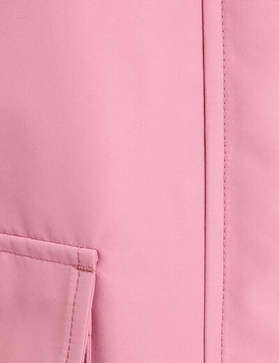 Veste courte bas resserré à capuche rose clair femme
