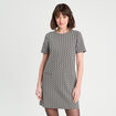 Robe droite manches courtes noir femme