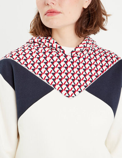 Sweat à capuche ecru femme
