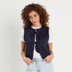 Veste matelassée nouée bleu marine femme