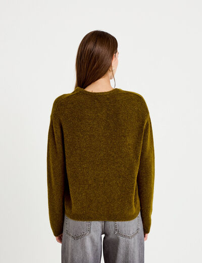 Gilet manches longues vert olive femme