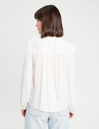 Blouse manches longues satin ecru femme