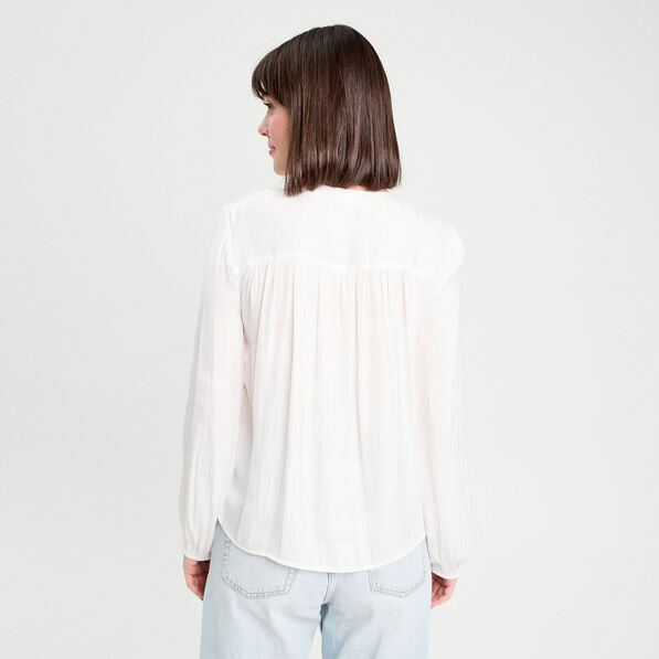 Blouse manches longues satin ecru femme