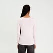 T-shirt uni &agrave; manches longues rose clair femme