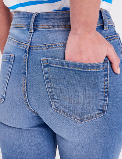 Pantacourt denim double stone femme