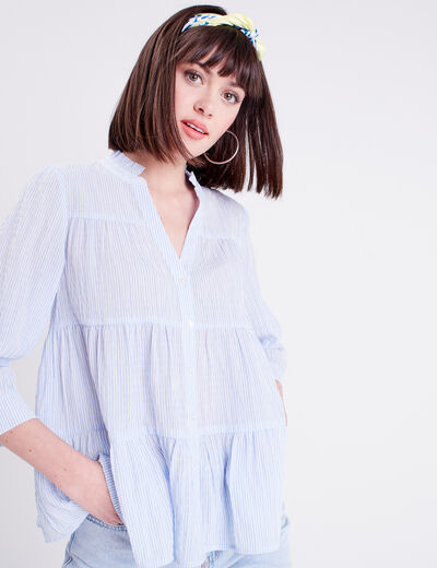 Blouse manches 3/4 beige femme