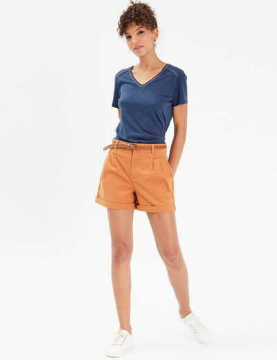 T-shirt manches courtes bleu foncé femme