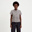 Chemise cintr&eacute;e manches courtes marron femme
