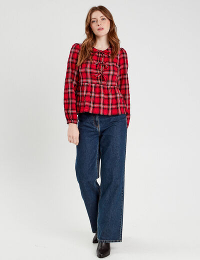 Blouse avec noeuds rouge femme