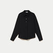 Chemise droite pliss&eacute;e manches longues noir femme