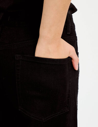 Jean wide leg taille basse strass noir femme