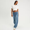 Jeans baggy taille haute denim double stone femme