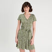Robe évasée boutonnée vert kaki femme