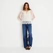 Blouse manches longues en dentelle ecru femme