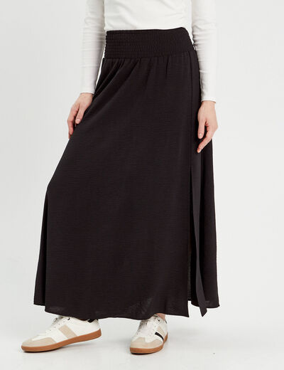 Jupe longue évasée noir femme
