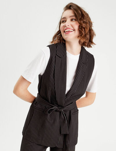 Veste blazer sans manches noir femme