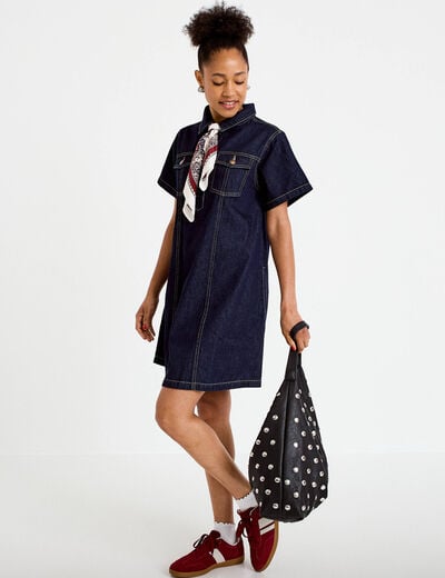 Robe droite en jean denim brut femme