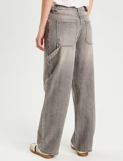 Jeans large avec pattes denim gris femme