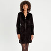 Robe trapèze velours zippée noir femme