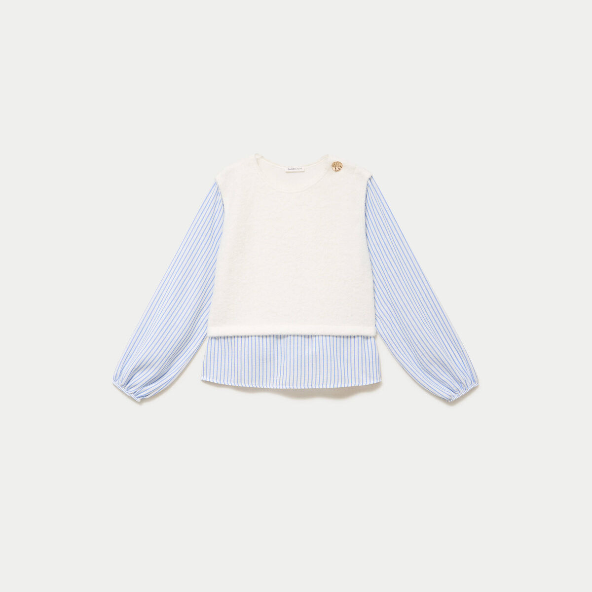 Pull chemise 2-en-1 ecru femme