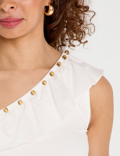 Débardeur asymétrique ecru femme