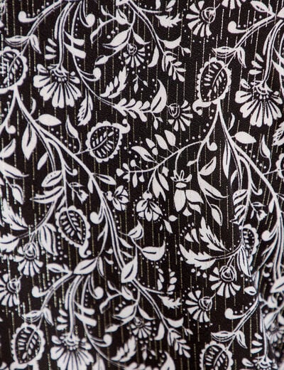 Blouse col v manches 3/4 noir femme