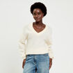 Pull duveteux ecru femme