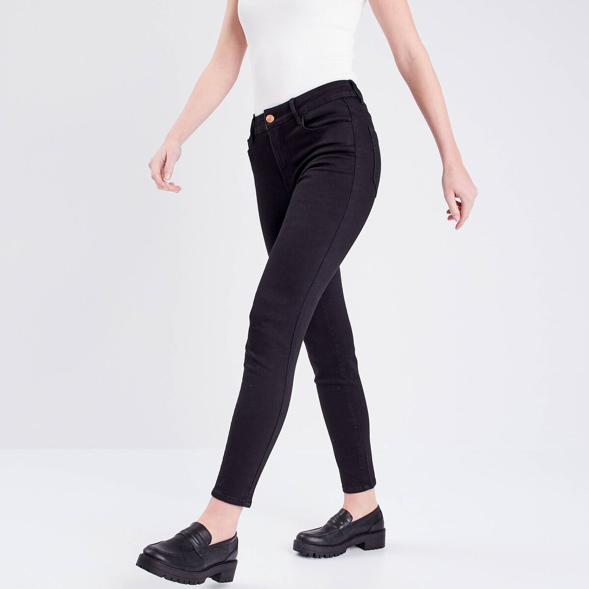 Jeans slim 5 poches denim noir femme