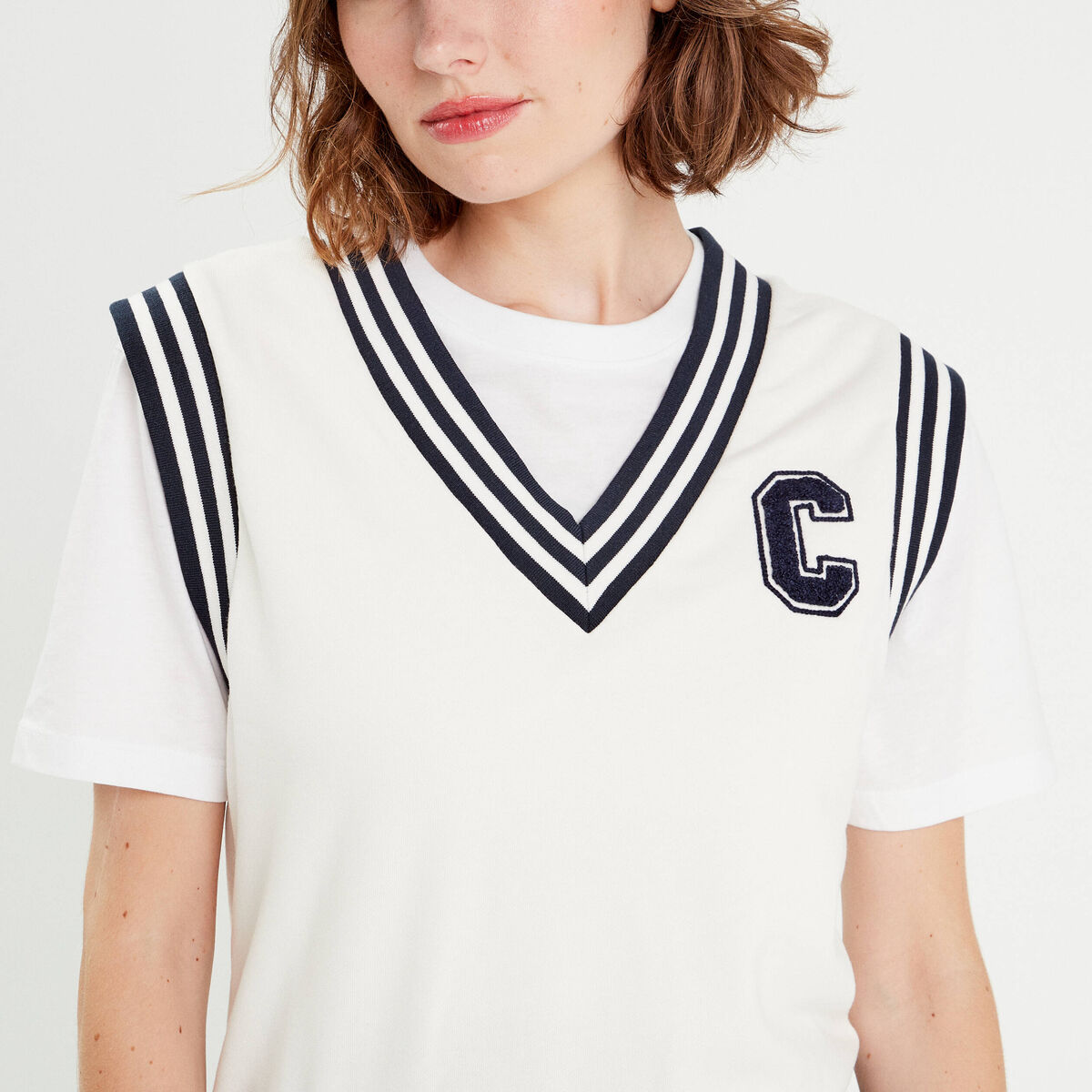 Sweat sans manches ecru femme
