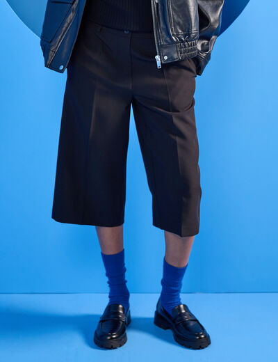 Bermuda coupe large noir femme