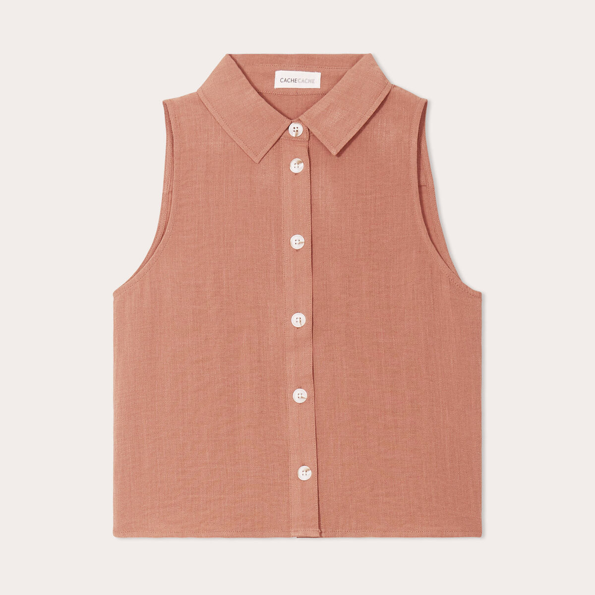 Chemise sans manches marron femme