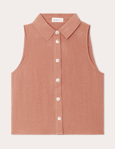 Chemise sans manches marron femme