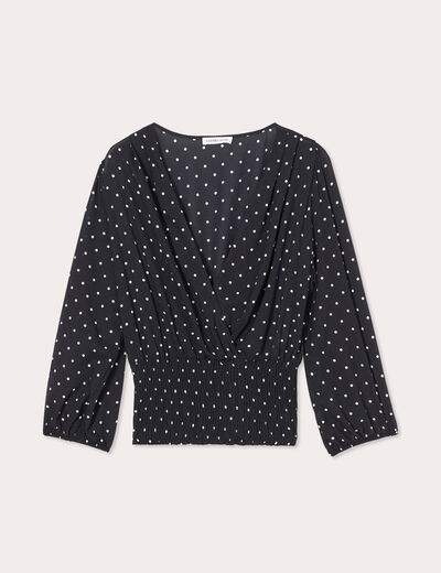 Blouse manches 3/4 noir femme