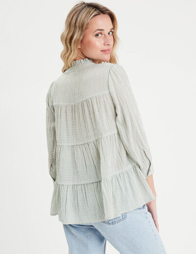 Blouse manches 3/4 vert femme
