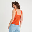 Débardeur effet crochet orange femme