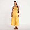 Robe longue &eacute;vas&eacute;e &agrave; fines bretelles orange clair femme
