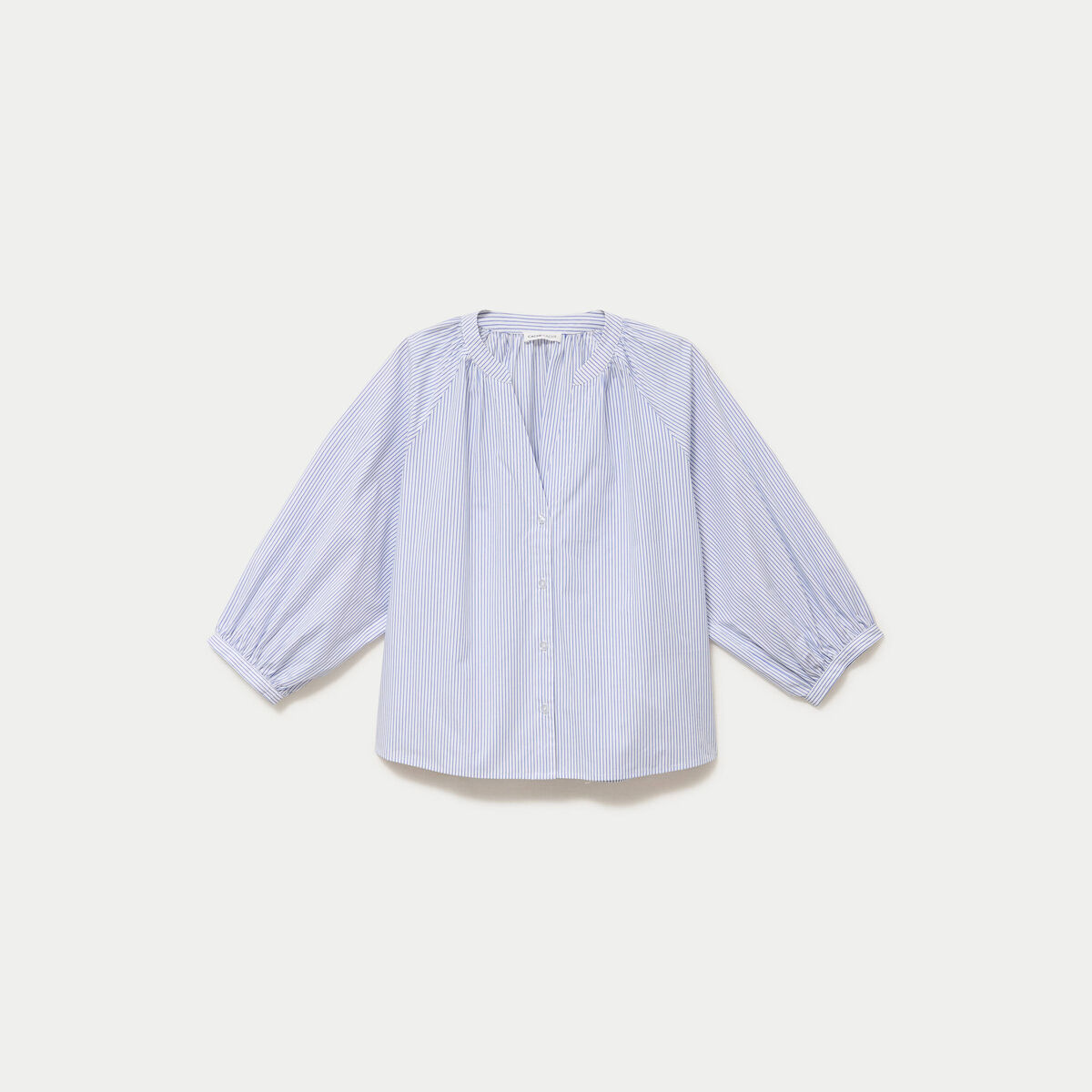 Blouse col v manches 3/4 bleu ciel femme