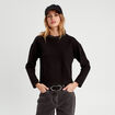T-shirt col détails bijoux noir femme