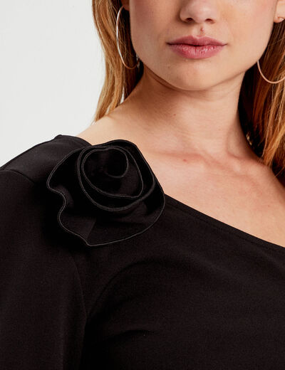 T-shirt asymétrique noir femme