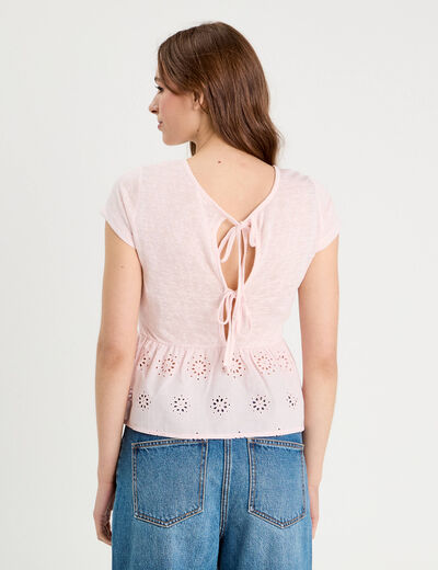 T-shirt manches courtes rose clair femme