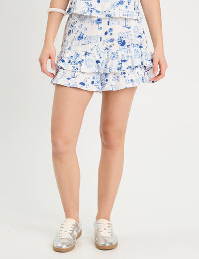 Jupe-short droite bleu roi femme
