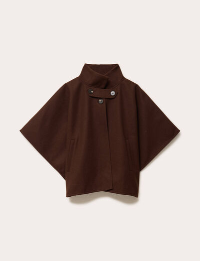 Poncho col am&eacute;ricain marron fonc&eacute; femme