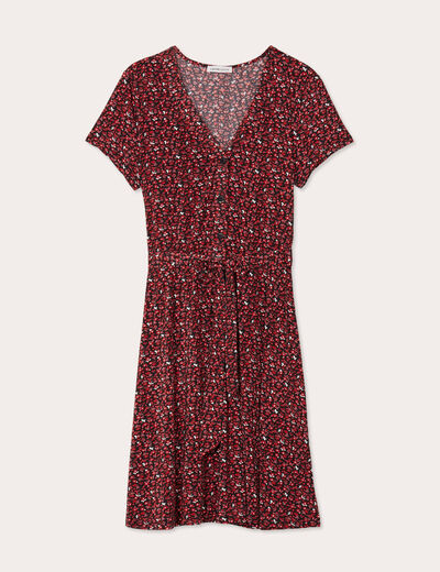 Robe patineuse ceinturée noir femme