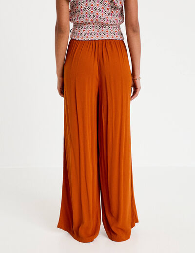 Pantalon large taille standard orange fonc&eacute; femme