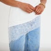T-shirt oversize longue dentelle ecru femme