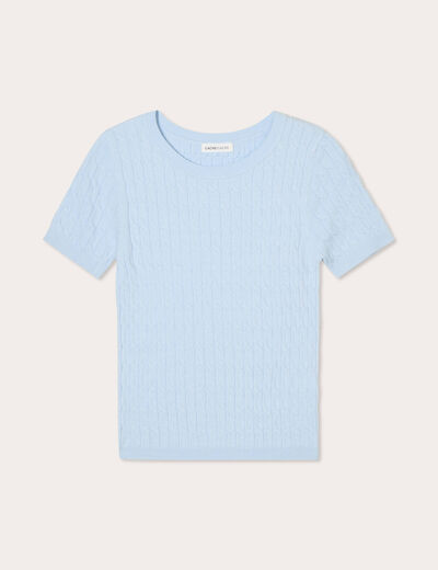 T-shirt manches courtes bleu pastel femme